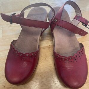Red dansko leather Mary Jane style wedge heels size 38